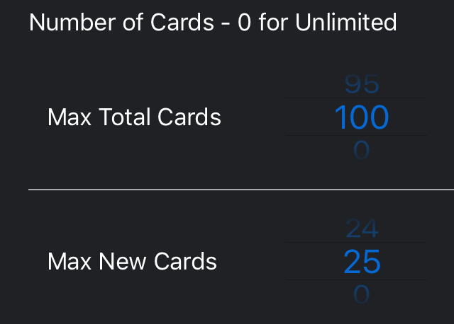 number of cards