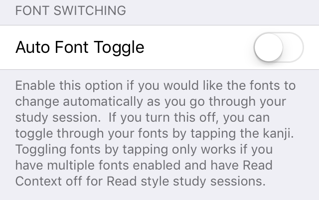 font toggle setting